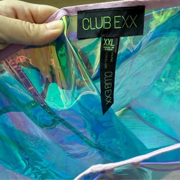 Dolls Kill Club Exx Dream Crusher Clear Holographic PVC Rainbow Skirt XXL - Picture 5 of 8